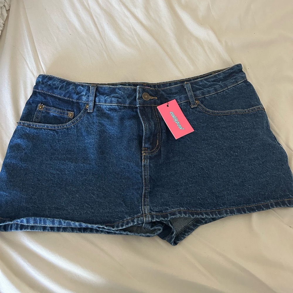 Edikted Blue Denim Mini Skirt